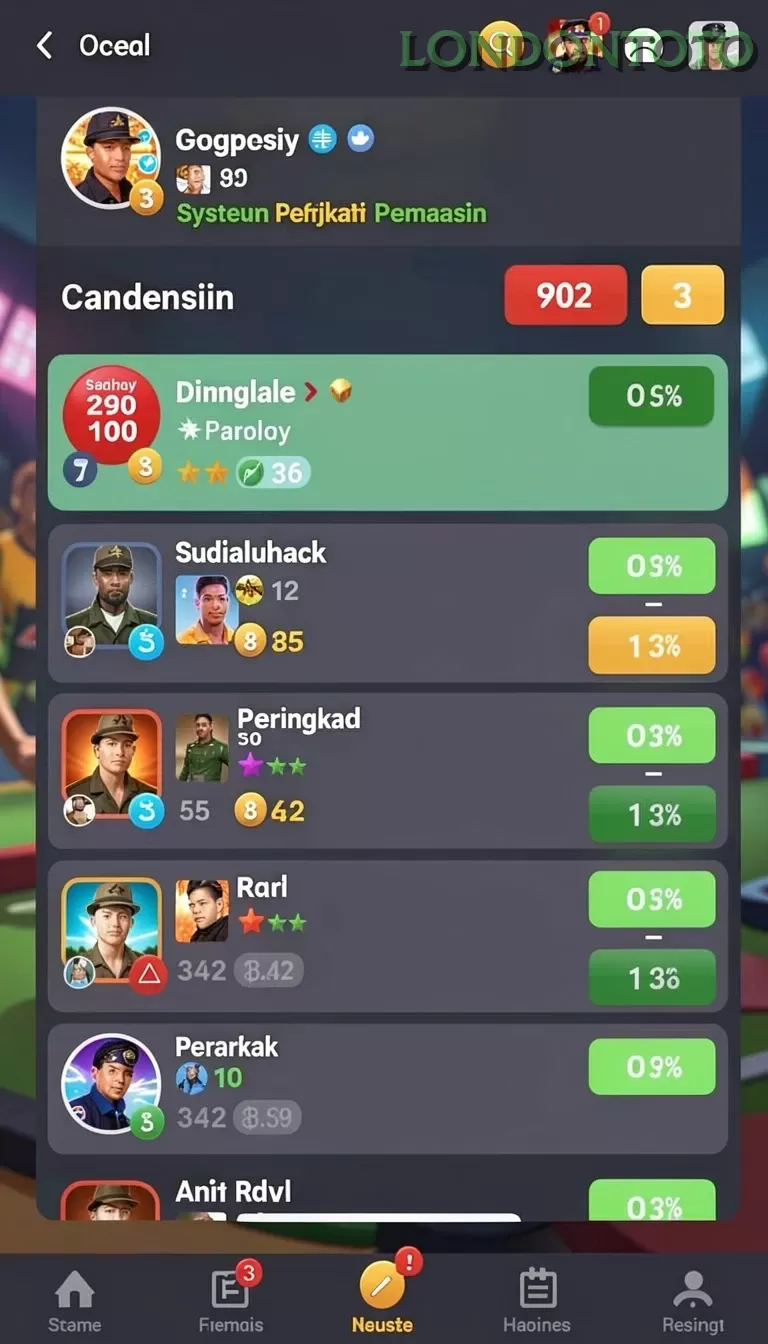 Cuplikan layar JNT777 — aktivitas